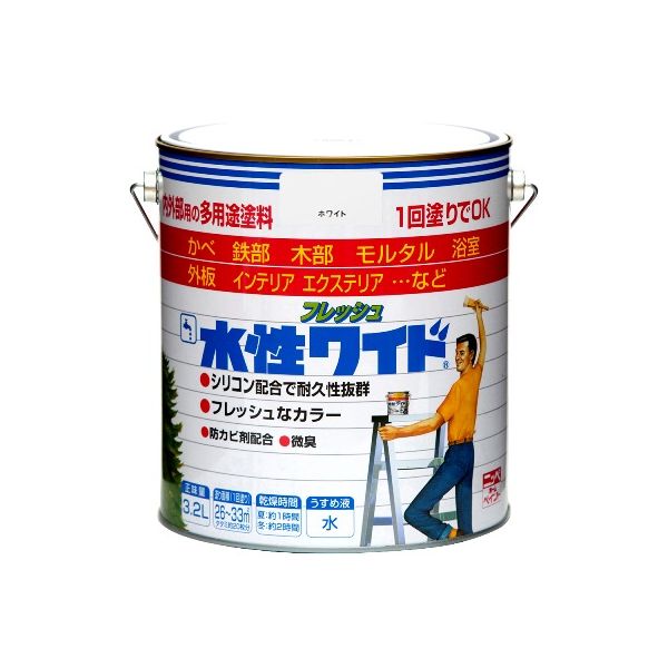 (LINEクーポン有)ニッペホームプロダクツ 4976124027932 直送 代引不可・他メーカー同梱不可 水性フレッシュワイド ソフトアイボリー 3．2L 万能塗料