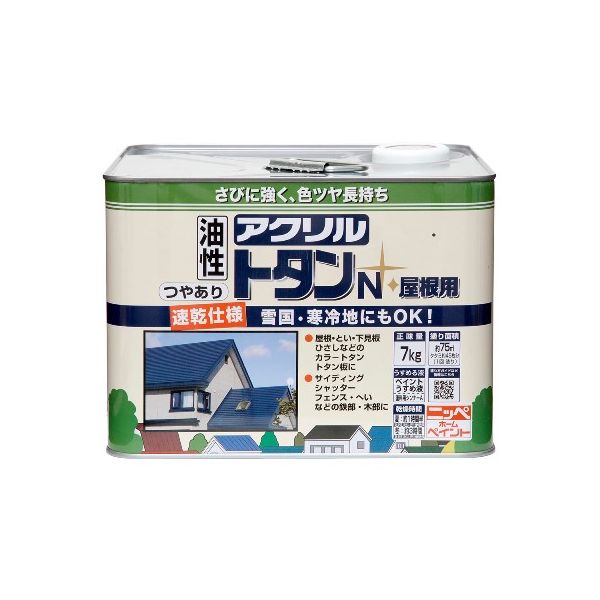 (LINEクーポン有)ニッペホームプロダクツ 4976124129414 直送 代引不可・他メーカー同梱不可 アクリルトタンN屋根用 こげ茶 7kg
