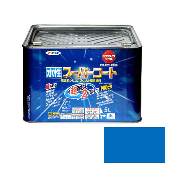 直送 代引不可・他メーカー同梱不可 アサヒペン 4970925416322 水性スーパーコート ５Ｌ 空色 4970925416322 水性塗料 ペンキ 多用途-水性スーパーコート