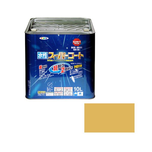 直送 代引不可・他メーカー同梱不可 アサヒペン 4970925416667 水性スーパーコート １０Ｌ ハーベストイエロー 4970925416667 ペンキ 水性塗料 多用途-水性スーパーコート 15,110円