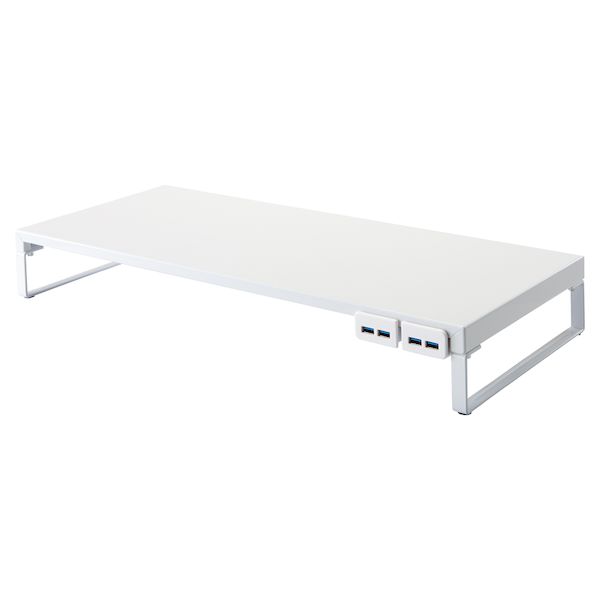 (LINEクーポン有)リヒトラブ LIHIT LAB. A-7334-0 机上台＜幅590mm・USB3．0ハブ付＞ 0白 A73340 LIHITLAB キーボードトレイ