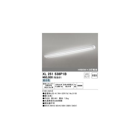 【個人宅配送不可】オーデリック ODELIC XL251538P1B 直送 代引不可・他メーカー同梱不可 ランプ別梱