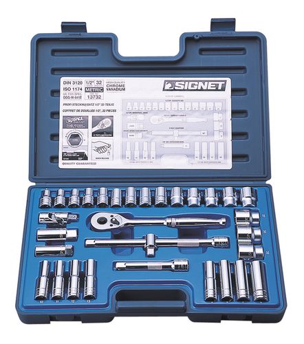 (LINEクーポン有)シグネット 工具 SIGNET 13732 1/2DR 32PC mm ソケットレンチセット 13732 六角タイプ 000856813732 ハンドツール パソコン 輸入