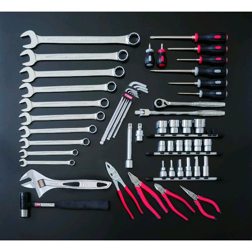 【即納在庫品】「直送」前田金属工業 TONE CS411C 整備用工具セット シャッター付サービスボード 工具一式のみ 54点セット 451-9396 トネ 1S 4953488301298 工具一式のみCS411C|文具のブングット