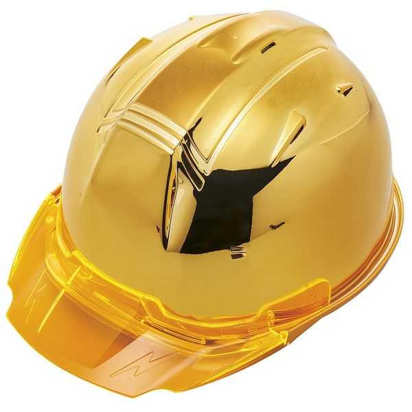 (LINEクーポン有)進和化学工業 シンワ 10010 ヘルメット SS－19Vプロ ゴールドミラー 黄金 蒸着塗装／バイザーオレンジB