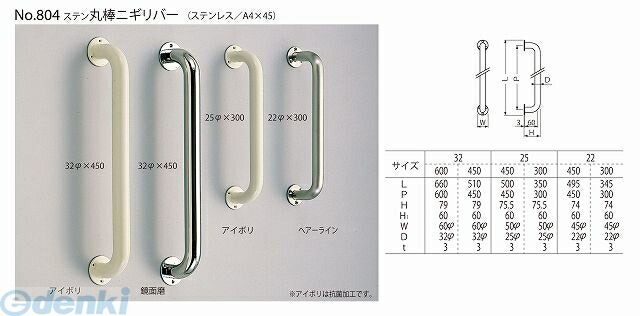 (LINEクーポン有)シロクマ NO-804 32 600MM ヘアｰライン 丸棒ニギリバー【32φ】 NO80432600MMヘアｰライン