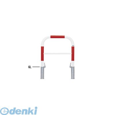 帝金 Teikin 82-P3 RW 直送 代引不可・他メーカー同梱不可 スチール製バリカー 横型・コノ字型・アーチ型・U字型車止めポール スタンダードタイプ 中桟付・中桟あり φ60.5xt2.8 W700 H650 mm 赤白色 82P3RW