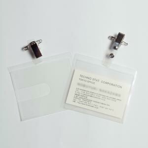 (LINEクーポン有)3SN-50 無添加帯電防止ネームカードホルダー クリップ・安全ピン付き 50枚入り 3SN50