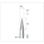 【即納在庫品】「直送」ナカニシ 21541 チタンコート超硬カッター テーパー ダブルカット 刃径６ｍｍ 刃長１６ｍｍ
