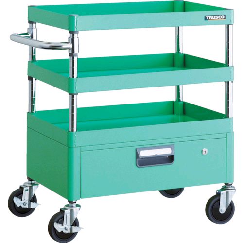 【即納在庫品】「直送」トラスコ TRUSCO PEW-763V-YG ツールワゴン フェニックスワゴン 省音 ６００Ｘ４００ＸＨ７４０ １段引出付 ヤンググリーンPEW763VYG8000｜文具のブングット