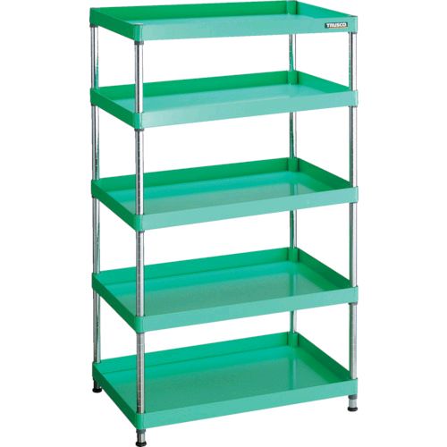 【即納在庫品】「直送」トラスコ TRUSCO PEW-R1575-YG 直送 代引不可・他メーカー同梱不可 スチールラック フェニックスワゴンラック型 抗菌７５０Ｘ５００ ５段 ヤンググリーン PEWR1575YG｜文具のブングット