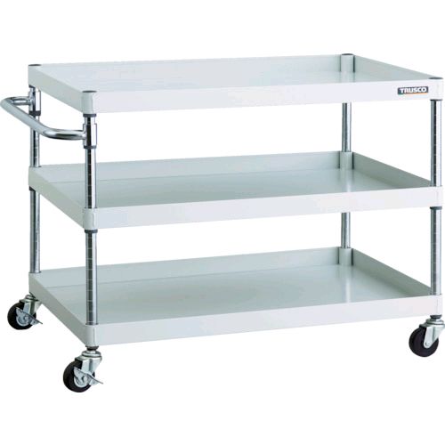 【即納在庫品】「直送」トラスコ TRUSCO PEW-793-G75-W ツールワゴン フェニックスワゴン 900X600 3段 Φ75ゴム車輪 ホワイトPEW793G75W8000|文具のブングット