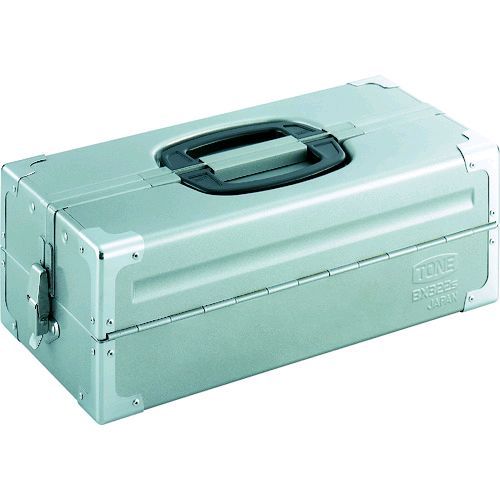 【即納在庫品】「直送」前田金属工業 ＴＯＮＥ BX322SSV スチール製工具箱 ツールケース メタル Ｖ形２段式 シルバー 外形寸法１６０ｍｍ 390-4377