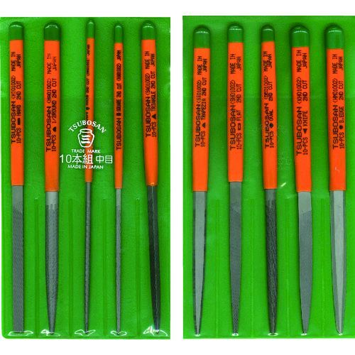 【即納在庫品】「直送」ツボサン ST01002 組ヤスリセット １０本組 中目 ST010-02 tr-4931611 TSUBOSAN 4518007410020｜文具のブングット