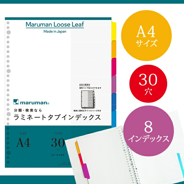 楽天市場】【B5サイズ】マルマン ラミネートタブインデックス ルーズリーフ 26穴 8山 8枚（LT5008）/maruman/インデックスシート :  ぶんぐたうん