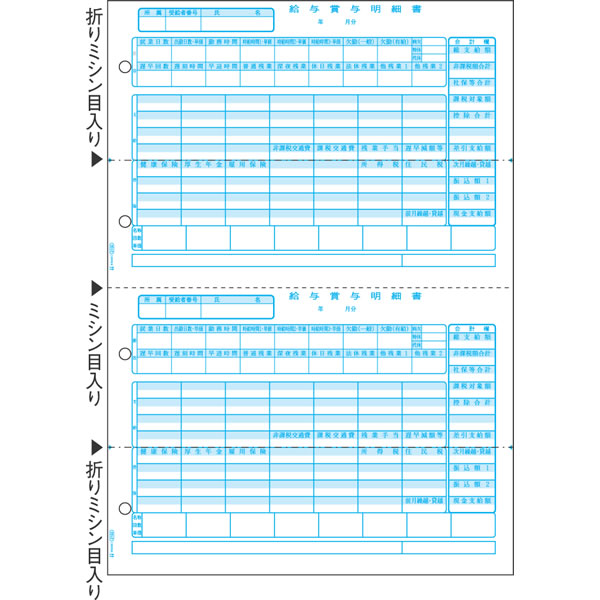 ヒサゴ／賃銭賞与金細細しい書 A4タテ 2面 (GB2102) 賃銭細細しい書 500枚 HISAGO