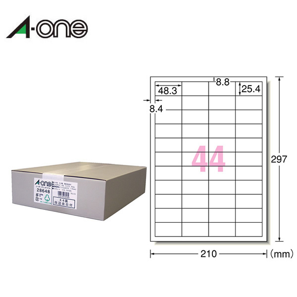 通信販売 エーワン ラベルシール レーザープリンタ 28648 44面 四辺余白付 500シート 22000片 ホワイト A-one fucoa.cl