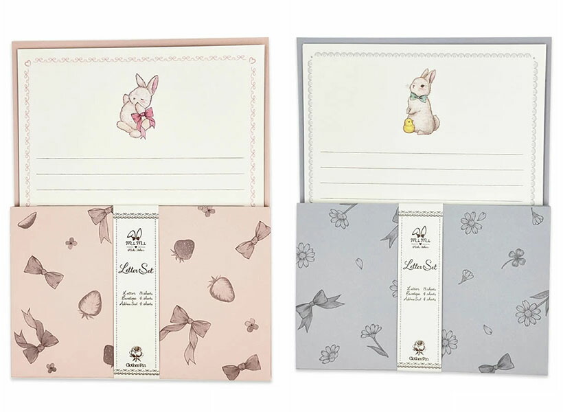 ❤️お値下げ❤️【新品】うさぎ柄　レターセット　ピンク　ブルー　ウサギ ❤️お値下げ❤️【新品】うさぎ柄 レターセット ピンク ブルー
