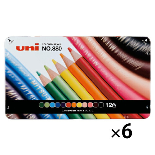 色鉛筆ワイド１２色（６セット） K88012CPN【三菱鉛筆関西販売】