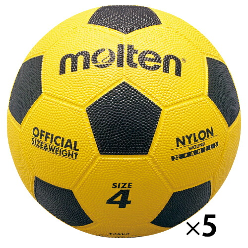 サッカーボールゴム４号球黄×黒（５球） F4Y*5【モルテン】