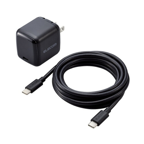 ＡＣ充電器　ブラック　ケーブル付　1個 EC-AC8765BK 【エレコム】