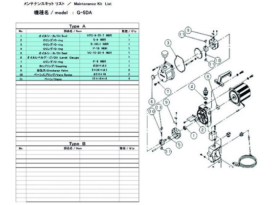 【お取り寄せ】ULVAC G-5DA用メンテナンスキット G-5DA MAINTENANCEKIT