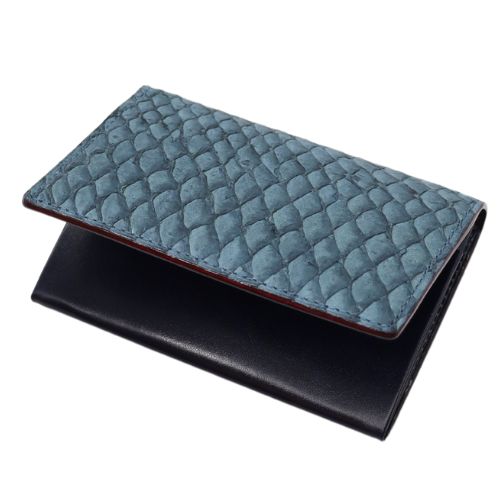【10%OFFクーポン】モルフォ キプリス 名刺入れ 風琴マチ MADAI OceanLeather 魚革 ブルー メーカー品番4132-5