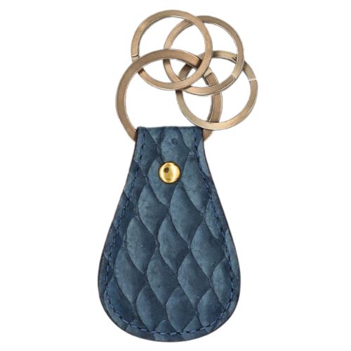 【10%OFFクーポン】モルフォ キプリス キーホルダー 丸 MADAI OceanLeather 魚革 ブルー メーカー品番4133-5