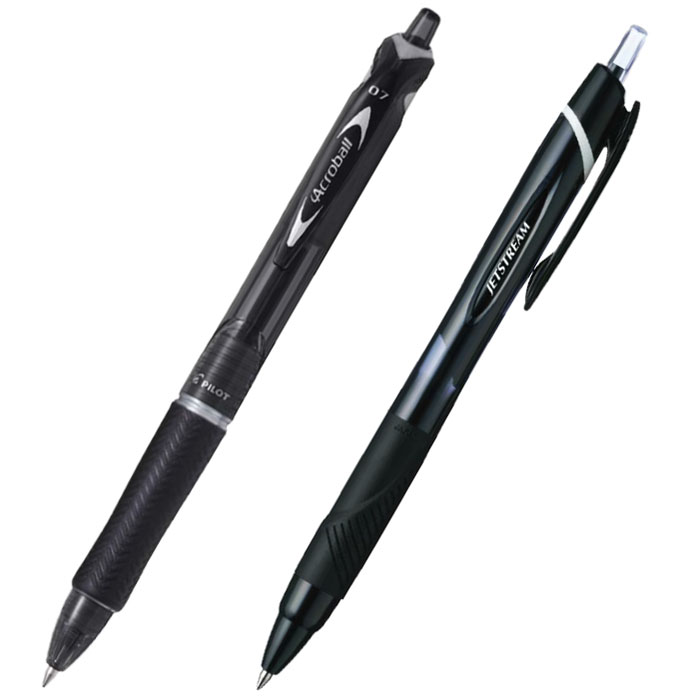 アクロボール＆ジェット機流れ 0.7 書き比べ2本仕掛ける300個 PILOTと三菱鉛筆の木目細かな書き気味合いを書き比べられるボールペン仕掛ける