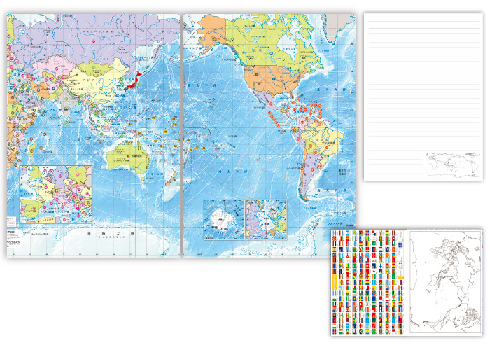 楽天市場 世界地図 サイズの大きな白地図8枚のセット 自由研究に 文具マーケット 楽天市場店