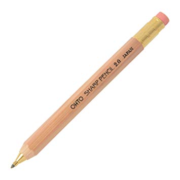 2016 年度グッドデザイン賞 鉛筆のレトロな風合いを残した太軸のシャープペン OHTO 木軸シャープ消しゴム付2.0