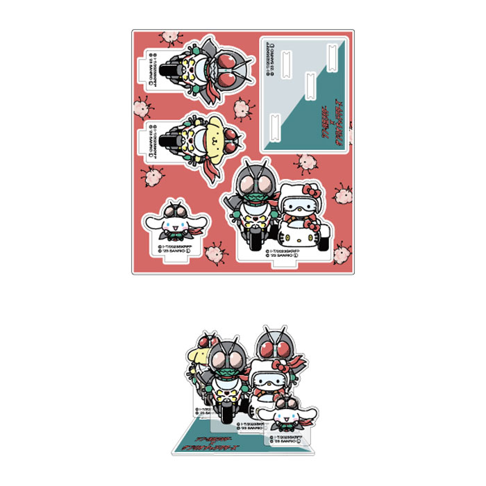 シン・仮面ライダー×サンリオキャラクターズ アクリルジオラマスタンド 全員集合 コラボ 日本製 限定画像