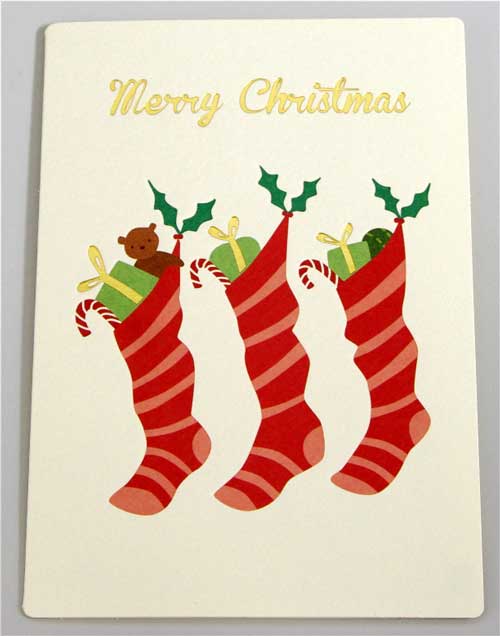 楽天市場 メリークリスマス New シンプルでニュートラルなデザイン James Ellis のクリスマスカード プレゼントがいっぱいの靴下 X36 017 文具の森 楽天市場店