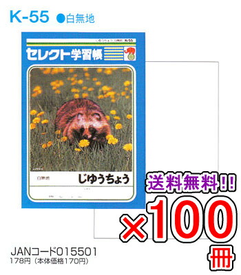 【送料無料】 《100冊セット》 ノート b5 自由帳 方眼 自由帳 文房具 学習帳 【K-55】 セレクト学習帳 じゆうちょう 学級文具 学習支援 【メール便不可】