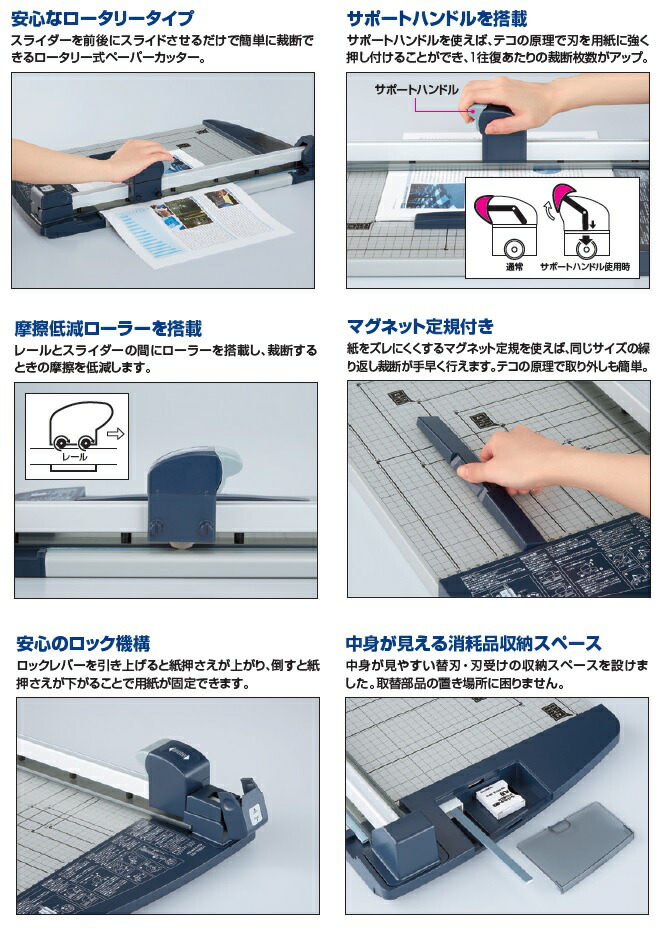 コクヨ ペーパーカッター ロータリー式 A3 60枚切り チタン加工刃 DN-TR601|ブング・ステーション