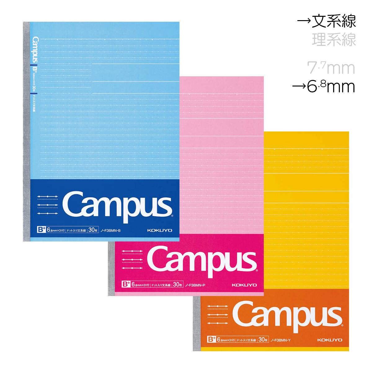 楽天市場 コクヨ 学習罫キャンパスノート 文章罫 6号30枚 セミb5 6 8mm罫 余白ライン入り 5冊セット ノ F3bmn ブング ステーション