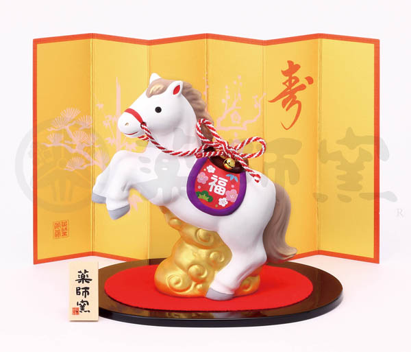 楽天市場】瀬戸焼錦彩招福午陶器の置物（瓢箪から駒・大）【馬、ウマ