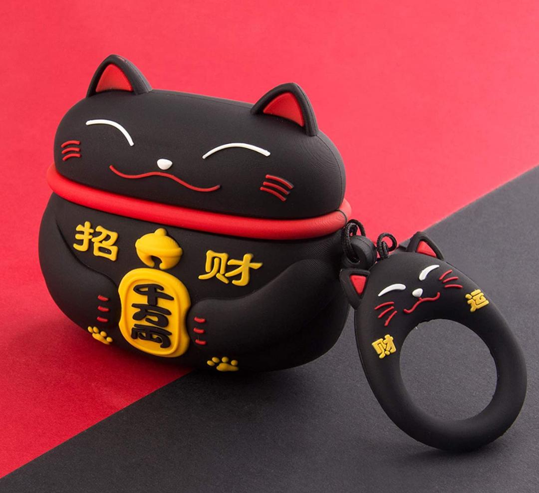 楽天市場】airpods pro ケース 耐衝撃 滑り止め 軽量 可愛い招き猫 黒