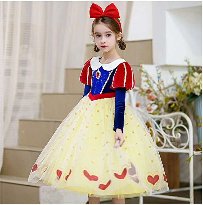 ハロウィン 衣装 子供 ドレス　コスチューム 姫系　プリンセスドレス 仮装　ワンピース　ドレス　子供　衣装　ハロウイン　コスプレ　衣装 女王ドレス　子供　キッズ用　100-150CM　ドレス　しらゆきひめ 衣装 子供 ハロウィーン 仮装 イベント パーティー