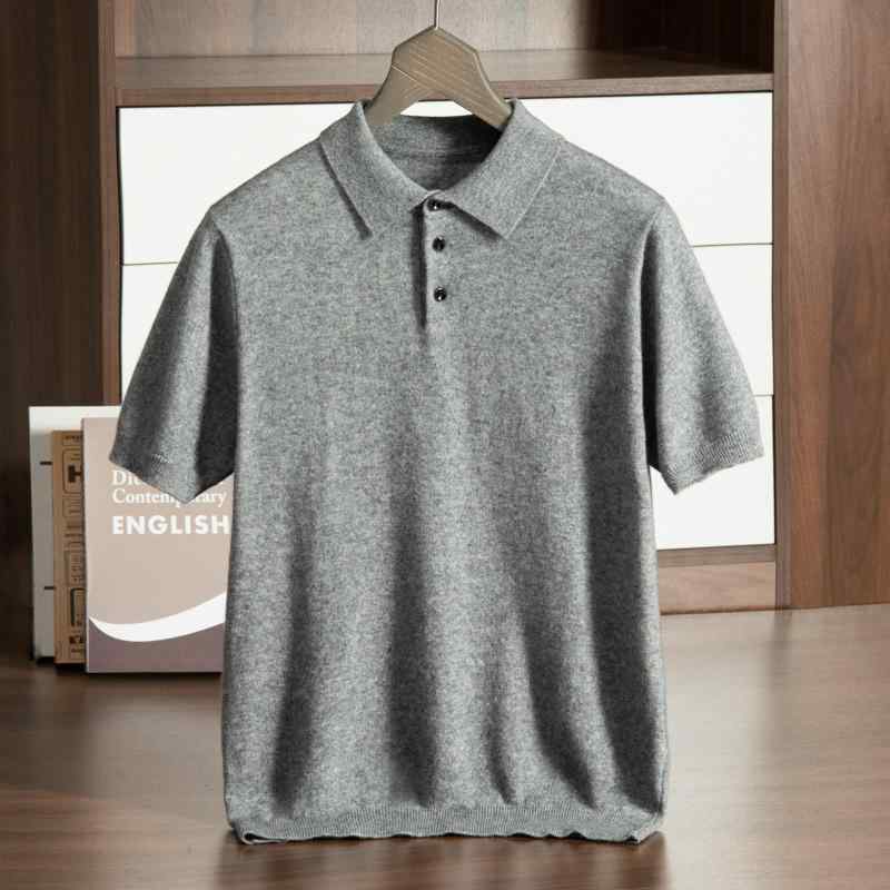 ニット メンズ 男性用 秋冬 半袖 POLOシャツ 羊毛 ウール 混 ビジネス トップス プルオーバー 40代 50代 60代 藏藍色 ブラック グレー｜ブリルビ 8,823円