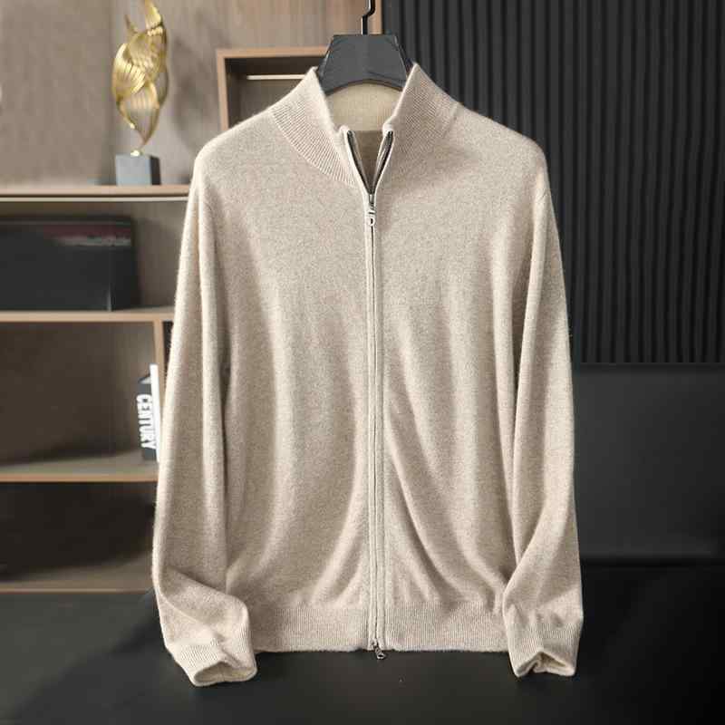 ニット メンズ 男性用 カーディガン   半高 ジップアップ 無地 秋冬 プルオーバー トップス M L XL XXL パープル グレー