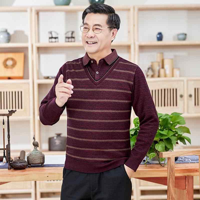 ニット メンズ 男性用 セーター 秋冬 裏起毛 長袖 40代 50代 父親 紳士服 假・姶件 切り替え ゆったり 普段使い 部屋着 あったか ニットトップス(x2)