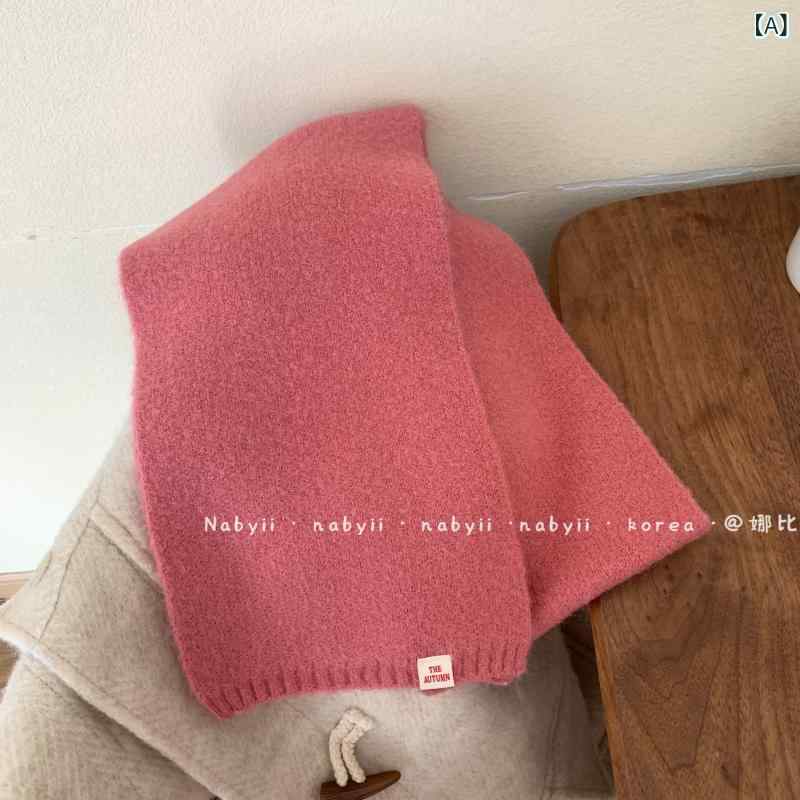 マフラー レディース 秋冬 無地 ニット 保温 寒さ対策 韓国風 ファッション小物 ショール ピンク系 ベビーブルー コーヒー色 イエロー ベージュ 紫色 芥子色 カーキ ブラック トマトレッド2