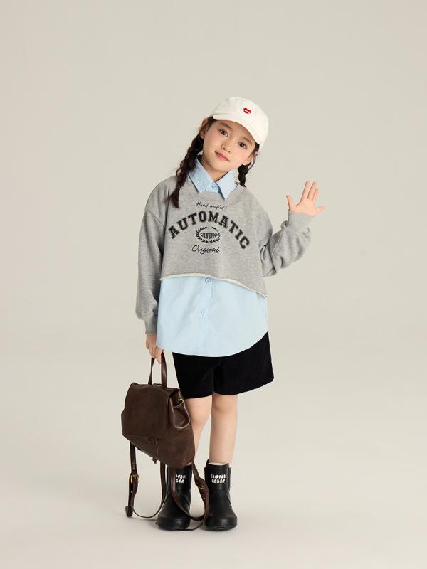 シャツ キッズ 女の子 子供服 長袖 ブラウス 切り替え 衛衣 スウェット トップス カジュアル 韓国風 秋 90 100 110 120 130 140 150 160cm 5,000円