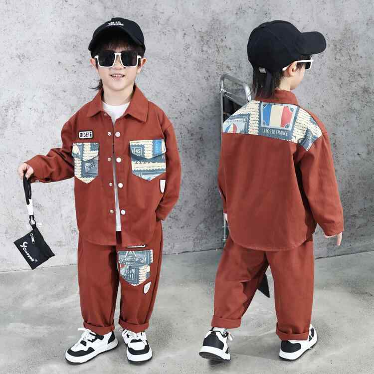 子供用セットアップ 長袖シャツ パンツ 2点セット 男の子 秋服 カジュアル 綿 100 90cm 100cm 110cm 120cm 130cm 140cm 150cm