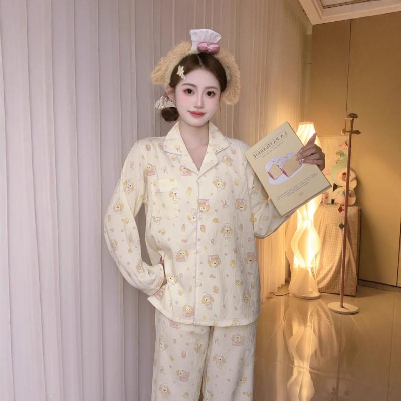 パジャマ レディース 長袖長ズボン 上下セット 雲?綿 ポリエステル 少女 かわいい 部屋着 寝間着 リラックスウェア 春秋 薄手 快適