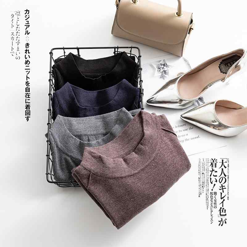 Tシャツ レディース 混紡 ラウンドネック 五分袖 カットソー インナー トップス チュニック 保温性 あったか 暖か 柔らか ソフト ブラック ブラウン グレー ネイビー