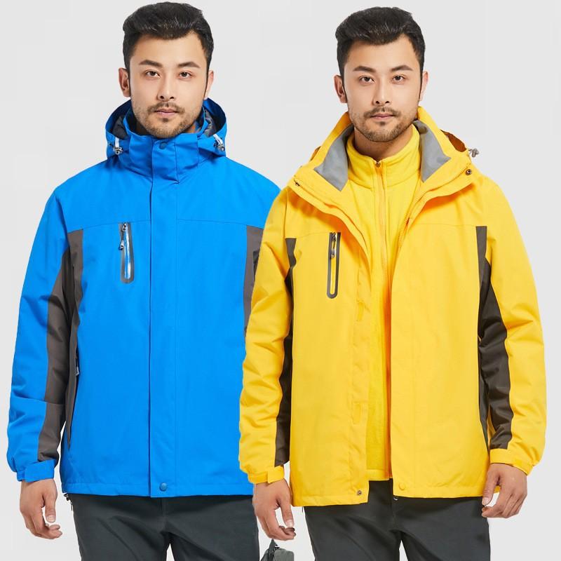 ジャケット メンズ 男性用 防寒着 防水 アウター 登山用 3in1 マウンテンパーカー フリース裏地 アウトドアウェア 作業着 秋冬用 グリーン ブルー イエロー レッド XS S M L XL XXL XXXL