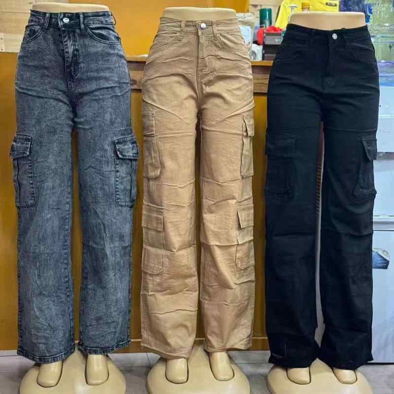 デニム レディース カーゴパンツ ワークパンツ ロングパンツ ジーンズ 春夏秋冬 高身長 ポケット ストリート カジュアル スタイル(x50)