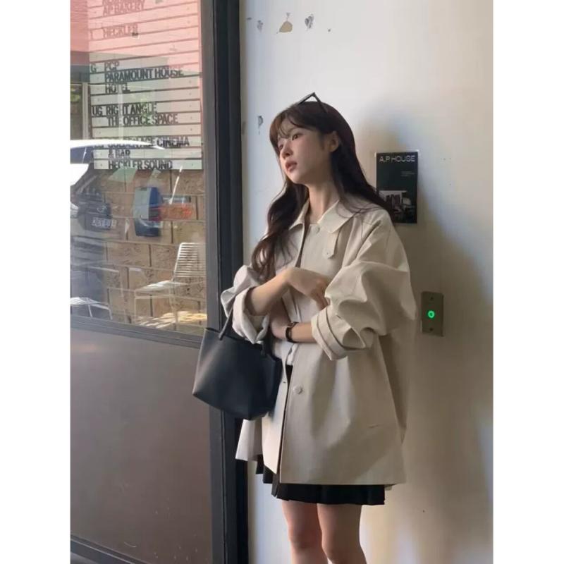 厚地の外套 レディース 韓国 A伝達ルート 襟付き添い人 シングル前胸部 真っただ中丈 綿織物混紡 日韓心地よい 皮膚軟化剤色 カーキ 黒いこと(x2) その他-レディースファッション
